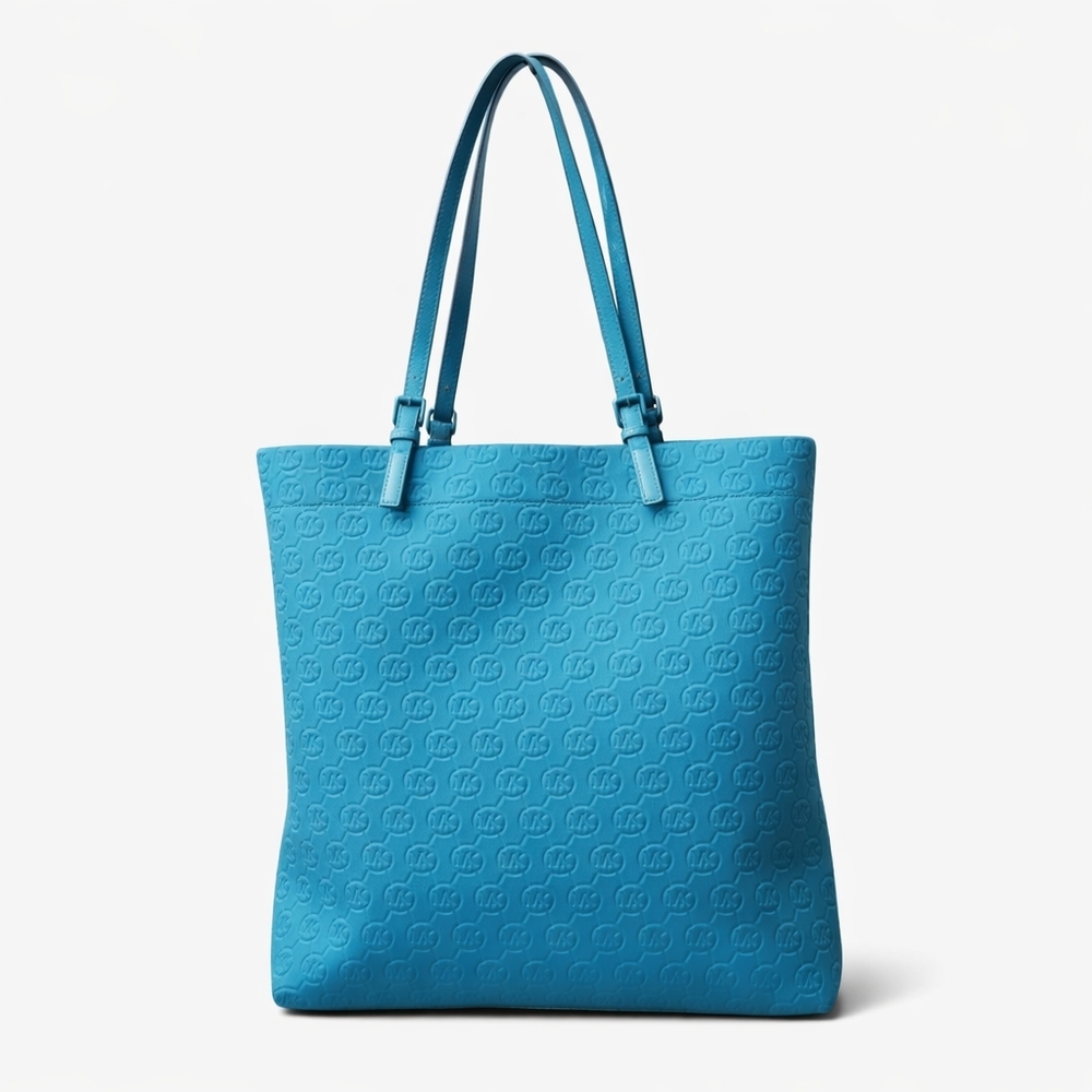 Large Michael Kors Tote JetSet Quilted Bag Turquoise Neoprene - Picture 3 of 13